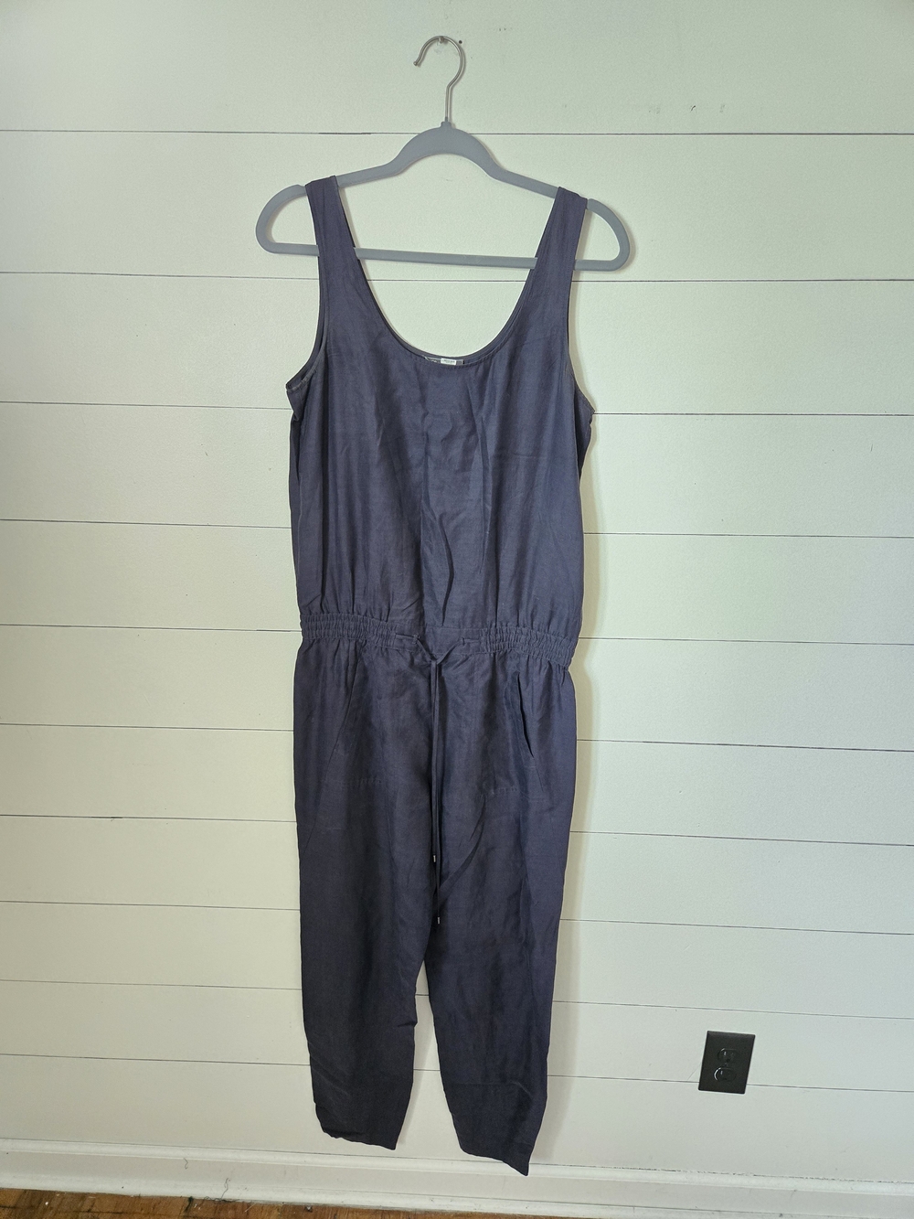 Vince Navy Cotton Blead Romper With Adjustable, Waist (S)